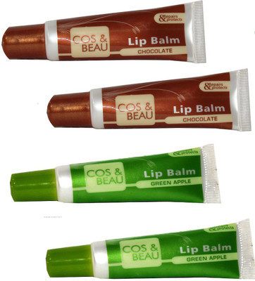 

Cos & Beau Natural Moisturizing Lip Balm Green Apple, Chocolate(Pack of: 4, 40 g)