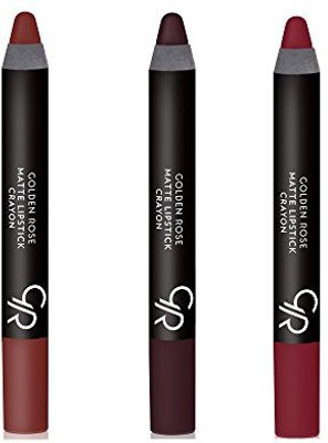 

Golden Rose Creamy Matte Lipstick Crayon 3Piece Set, Dark Set(Multicolor)