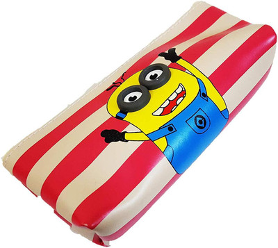 

FORE TREND Minions Case Stationery Storage Pouch School Pouch Cosmetic /Pen Pencil Art EVA Pencil Box(Set of 1, Red, White)