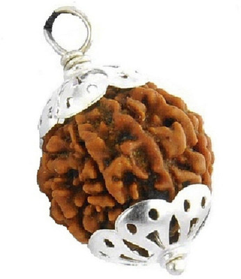 SHIVOHAM 7 Mukhi Nepal Rudraksha Silver Cap Wood Locket