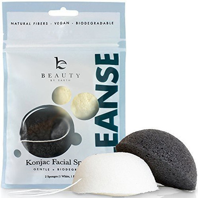 

Beauty By Earth Konjac Facial Sponge 2 Pack Set Natural Bamboo Charcoal For Cleansing Sensitive To Oily