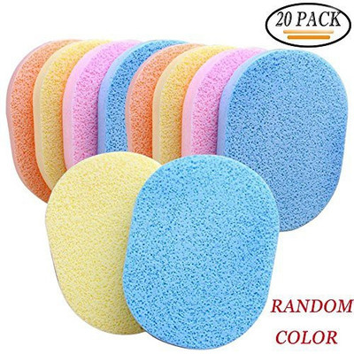 

Okdeals 20 Pcs Colorful Wash Face Sponge Facial Cleansing Makeup Pad Oval Shape Cleaning Powder Puff