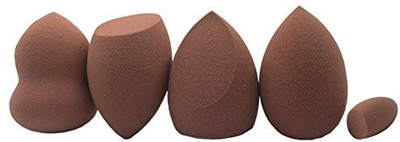 

Bello Luna 5Pcs Makeup Blender Sponge Flawless Smooth And Different Shapes Of Puff Brown