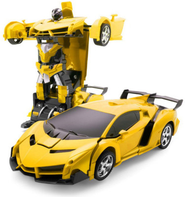 

TOYGALAXY 1:12 rc transformer car rechargeable 360 spinning mode and lights ONE KEY TRANSFORMING AND GESTURE CONTROL(Yellow)