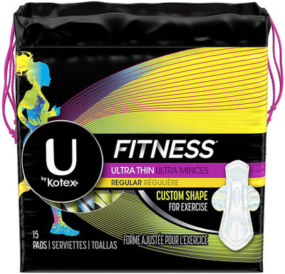 

Kotex Fitness Ultra Thin Pads with Wings, Regular Absorbency, Fragrance-Free Pads, 15 Count Sanitary Pad(Pack of 15)