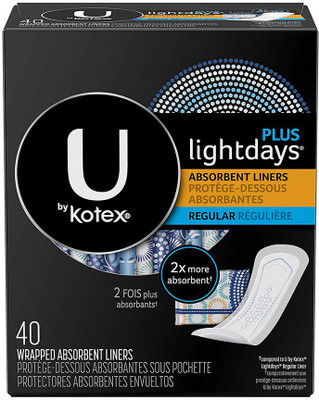 

Kotex Lightdays PLUS Liners, Regular, Fragrance-Free, 40 Count, Pack of 8 (320 Count Total) Pantyliner(Pack of 40)