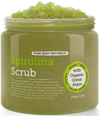 

Pure Body Naturals Spirulina and Dead Sea Salt Body Scrub, 12 Oz Scrub(340 g)