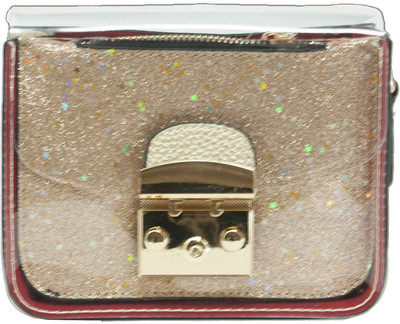 

Options Women Evening/Party Gold Synthetic Leather Sling Bag