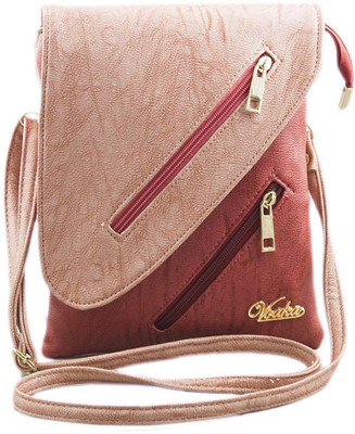 

VOAKA Women Casual Brown, Beige Canvas Sling Bag, Beige;brown