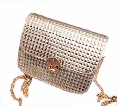 RMElegance Women Evening/Party Gold Synthetic Leather, PU Sling Bag