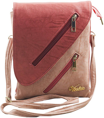 

VOAKA Women Casual Maroon, Beige Canvas Sling Bag, Beige;maroon
