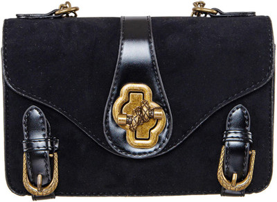 peaubella Women Casual Black Synthetic Leather Sling Bag