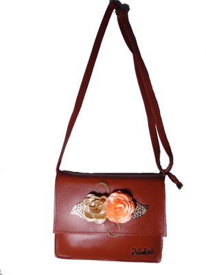 

Riya Touch Women Casual Brown Leatherette, Silk Sling Bag