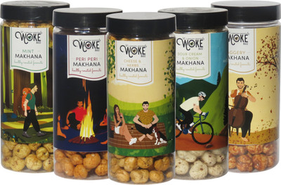 

WOKE LET'S CONSUME CONSCIOUSLY Assorted Pack Roasted Flavored Makhana(100 g, Pack of 5)