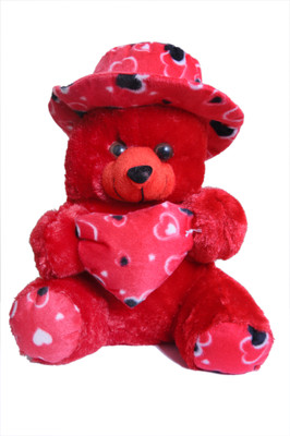 

Teddy Bear Cute Stuffed Soft Toys Red With Cap - 30 cm(Red)