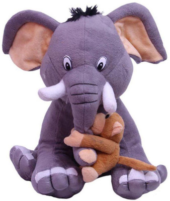 

APNA KANHA Imported Cute & Friendly Elephant With Naughty Monkey Soft Toy - 30 cm(Multicolor)