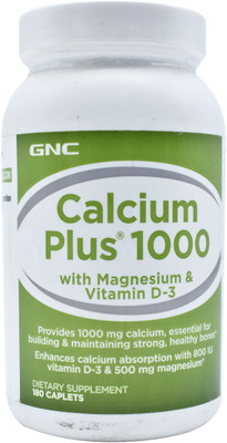 

GNC Calcium Plus 1000 Dietary Supplement, 180 Caplets(180 g)