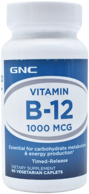 

GNC Vitamin B-12 1000 MCG Dietary Supplement, 90 Vegetarian Caplets(90 g)