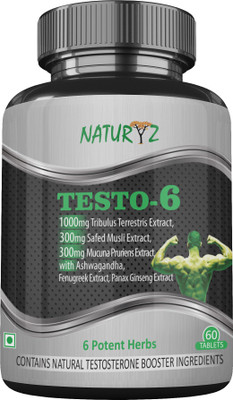 

NATURYZ Testo-6 Natural Testosterone Booster Supplement with 6 potent herbs – 60Tablets(2100 mg)