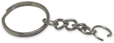 

Aumni Crafts Keychain Making Steel Ring Base With Chain 24mm Dia Round Silver Color (Pack of 20 pieces)