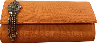 

JUTE STORY BEYOND BARS Party, Casual Orange Clutch