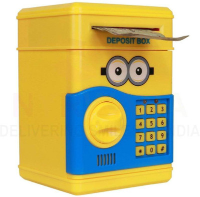 

HappyClub Piggy Bank With Electronic Lock For Kids; Kid's ATM With Electronic Lock & Secret Code To Unlock With Digital Password New Minion Shape Latest Money Safe Kids Piggy Savings Bank For Kids Coin Bank(Yellow)