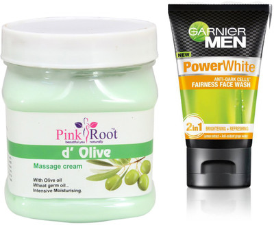 

Pink Root D OLIVE MASSAGE CREAM 500G WITH POWER WHITE FACEWASH(Set of 2)
