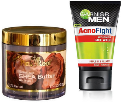 

Pink Root SHEA BUTTER CREAM 100G WITH GARNIER ACNO FIGHT FACEWASH(Set of 2)