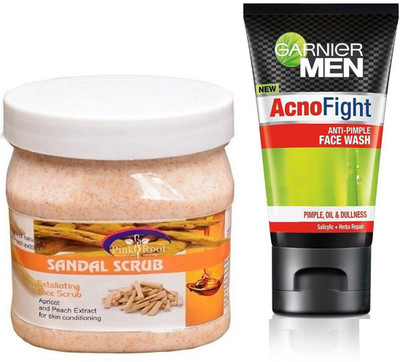 

Pink Root SANDAL SCRUB 500G WITH GARNIER ACNO FIGHT FACEWASH(Set of 2)