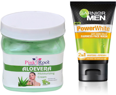 

Pink Root ALOEVERA CREAM 500G WITH POWER WHITE FACEWASH(Set of 2)