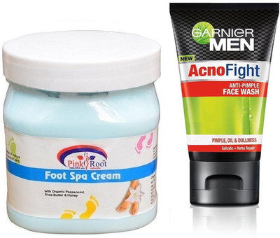 

Pink Root FOOT SPA CREAM 500G WITH GARNIER ACNO FIGHT FACEWASH(Set of 2)