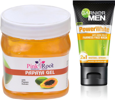

Pink Root PAPAYA GEL 500G WITH POWER WHITE FACEWASH(Set of 2)