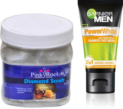 

Pink Root DIAMOND SCRUB 500G WITH POWER WHITE FACEWASH(Set of 2)