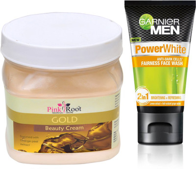 Pink Root GOLD CREAM 500G WITH POWER WHITE FACEWASH(Set of 2)