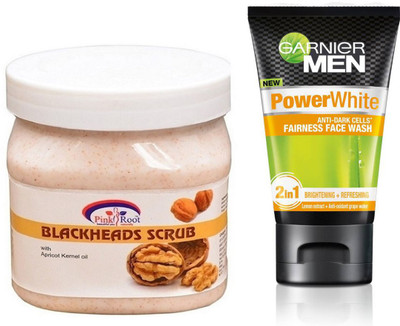 

Pink Root BLACKHEAD SCRUB 500G WITH POWER WHITE FACEWASH(Set of 2)