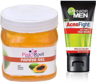 

Pink Root PAPAYA GEL 500G WITH GARNIER ACNO FIGHT FACEWASH(Set of 2)
