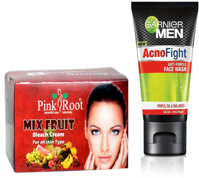 

Pink Root MIX FRUIT BLEACH 250G WITH GARNIER ACNO FIGHT FACEWASH(Set of 2)