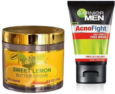 

Pink Root SWEET LEMON BUTTER CREAM 100G WITH GARNIER ACNO FIGHT FACEWASH(Set of 2)