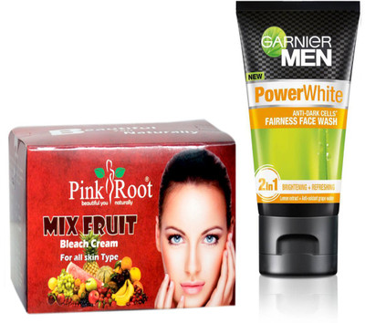 

Pink Root MIX FRUIT BLEACH 250G WITH GARNIER POWER WHITE FACEWASH(Set of 2)