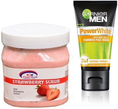 

Pink Root STRAWBERRY SCRUB 500G WITH POWER WHITE FACEWASH(Set of 2)