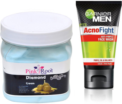 

Pink Root DIAMOND CREAM 500G WITH GARNIER ACNO FIGHT FACEWASH(Set of 2)