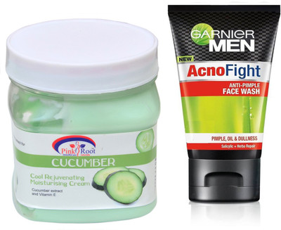 

Pink Root CUCUMBER CREAM 500G WITH GARNIER ACNO FIGHT FACEWASH(Set of 2)