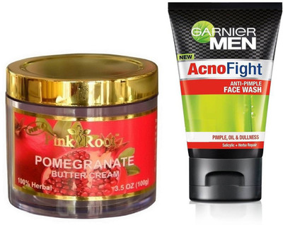 

Pink Root POMEGRANATE CREAM 100G WITH GARNIER ACNO FIGHT FACEWASH(Set of 2)