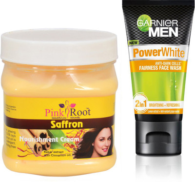 

Pink Root SAFFRON CREAM 500G WITH POWER WHITE FACEWASH(Set of 2)