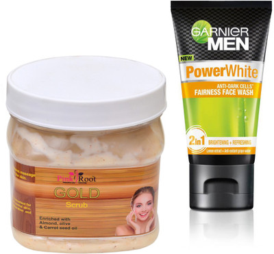 

Pink Root GOLD SCRUB 500G WITH POWER WHITE FACEWASH(Set of 2)