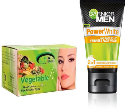 

Pink Root VEGETABLE BLEACH 250G WITH GARNIER POWER WHITE FACEWASH(Set of 2)