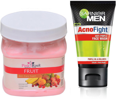 

Pink Root FRUIT CREAM 500G WITH GARNIER ACNO FIGHT FACEWASH(Set of 2)