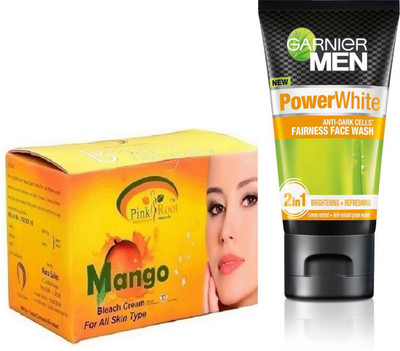 

Pink Root MANGO BLEACH 250G WITH GARNIER POWER WHITE FACEWASH(Set of 2)