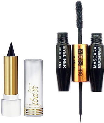 

ADS PRO EYE PACK WITH 2 IN 1 EYE LINER & EYE MASCARA WITH NATURAL PURE KAJAL PACK(Set of 2)