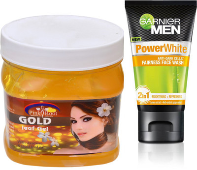 

Pink Root GOLD GEL 500G WITH POWER WHITE FACEWASH(Set of 2)